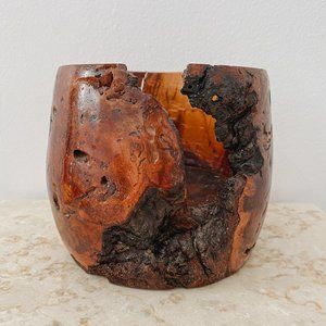 VTG Handmade Open Wood Art Planter Bowl